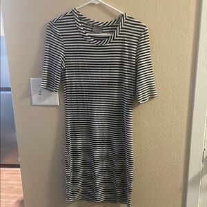 Classic Black and White Striped Dress